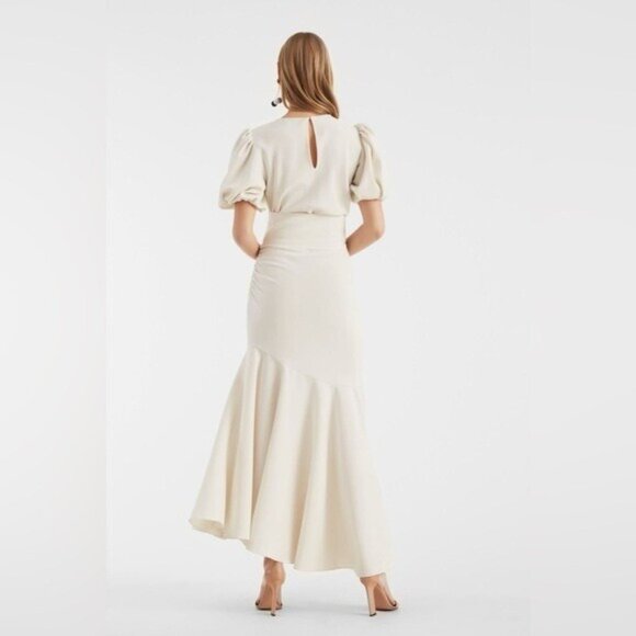 Sachin & Babi Camila Ivory Crepe Ruched Mermaid Maxi Dress NEW $650 Size 10 - Picture 10 of 13